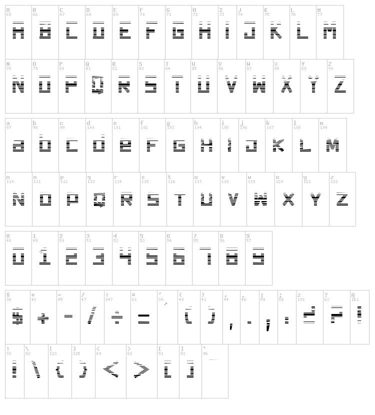 Dark Forest font map